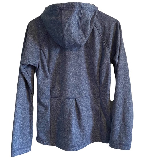 Columbia Heather Blue 3/4 Zip Hooded Sweatshirt Pleated Back Size XS - Picture 4 of 6